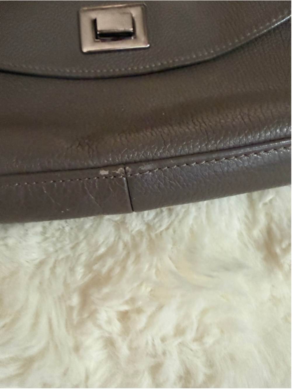 Women's vintage Longchamp Longchamp Le Foulonné saddle bag, grey - Picture 6 of 12